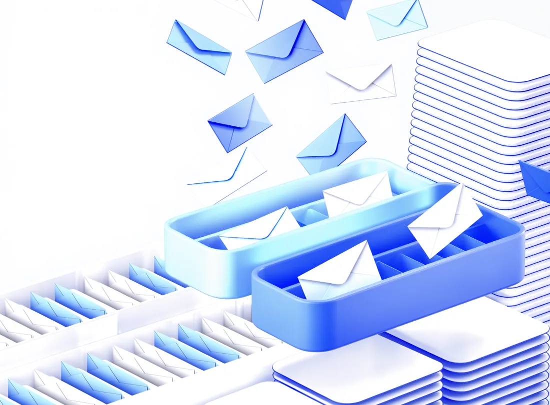 Abstract illustration of an inbox being automatically sorted